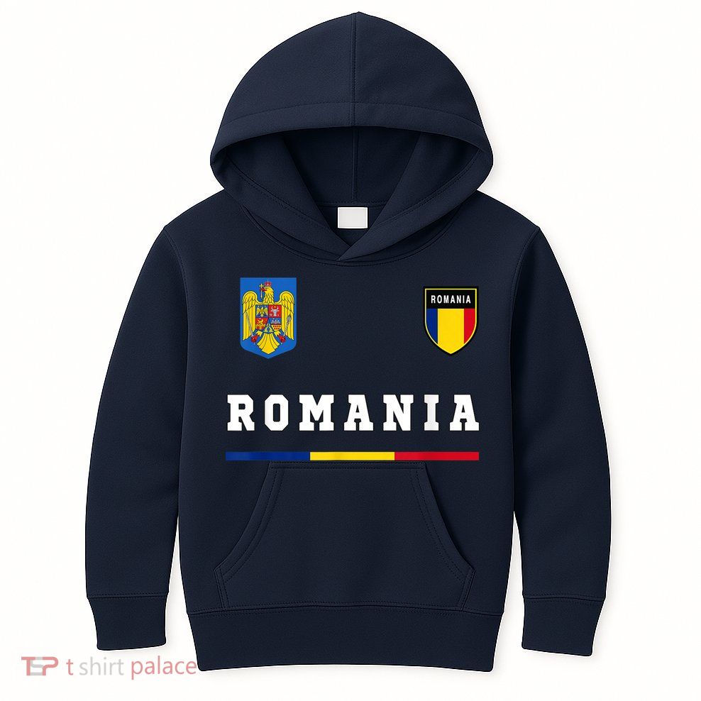 Romania Sport/Soccer Jersey Tee Flag Football Kids Hoodie