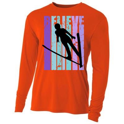 Retro Slalom Jump Jumping Ski Downhill Race Flying Fly High Gift Cooling Performance Long Sleeve Crew