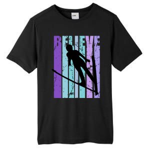 Retro Slalom Jump Jumping Ski Downhill Race Flying Fly High Gift Tall Fusion ChromaSoft Performance T-Shirt