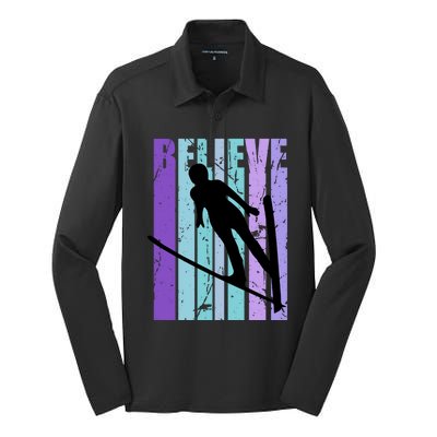 Retro Slalom Jump Jumping Ski Downhill Race Flying Fly High Gift Silk Touch Performance Long Sleeve Polo