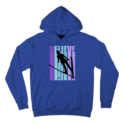 Retro Slalom Jump Jumping Ski Downhill Race Flying Fly High Gift Hoodie