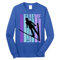 Retro Slalom Jump Jumping Ski Downhill Race Flying Fly High Gift Long Sleeve Shirt