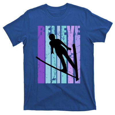 Retro Slalom Jump Jumping Ski Downhill Race Flying Fly High Gift T-Shirt