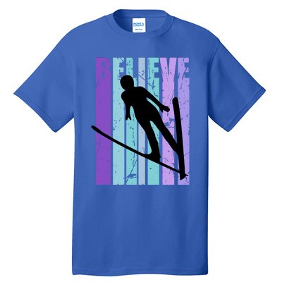 Retro Slalom Jump Jumping Ski Downhill Race Flying Fly High Gift Tall T-Shirt