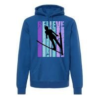 Retro Slalom Jump Jumping Ski Downhill Race Flying Fly High Gift Premium Hoodie