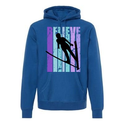 Retro Slalom Jump Jumping Ski Downhill Race Flying Fly High Gift Premium Hoodie