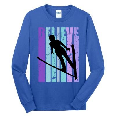 Retro Slalom Jump Jumping Ski Downhill Race Flying Fly High Gift Tall Long Sleeve T-Shirt