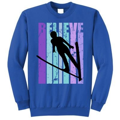 Retro Slalom Jump Jumping Ski Downhill Race Flying Fly High Gift Tall Sweatshirt