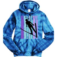 Retro Slalom Jump Jumping Ski Downhill Race Flying Fly High Gift Tie Dye Hoodie