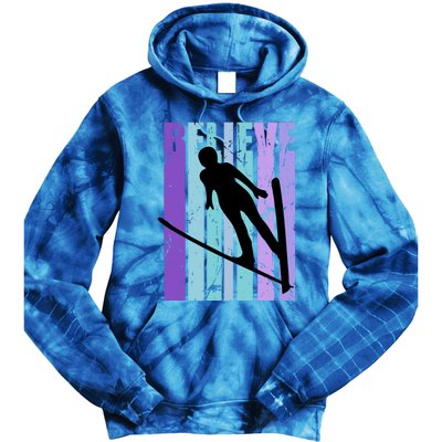 Retro Slalom Jump Jumping Ski Downhill Race Flying Fly High Gift Tie Dye Hoodie