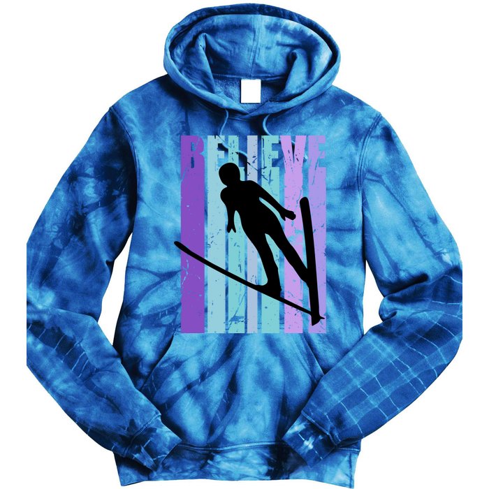 Retro Slalom Jump Jumping Ski Downhill Race Flying Fly High Gift Tie Dye Hoodie