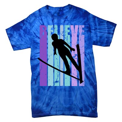 Retro Slalom Jump Jumping Ski Downhill Race Flying Fly High Gift Tie-Dye T-Shirt