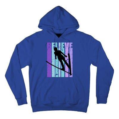 Retro Slalom Jump Jumping Ski Downhill Race Flying Fly High Gift Tall Hoodie