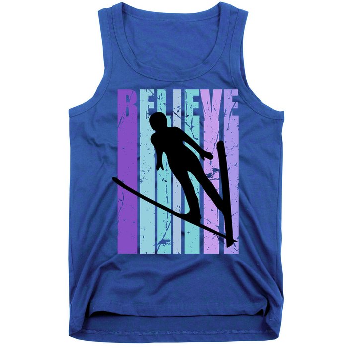 Retro Slalom Jump Jumping Ski Downhill Race Flying Fly High Gift Tank Top