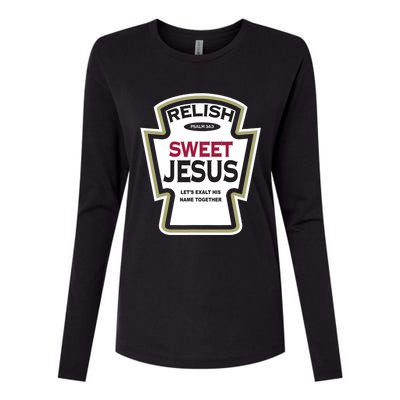 Relish Sweet Jesus Funny Christian Parody Womens Cotton Relaxed Long Sleeve T-Shirt