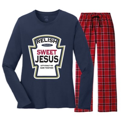 Relish Sweet Jesus Funny Christian Parody Women's Long Sleeve Flannel Pajama Set 