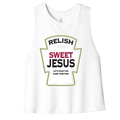 Relish Sweet Jesus Funny Christian Parody Women's Racerback Cropped Tank