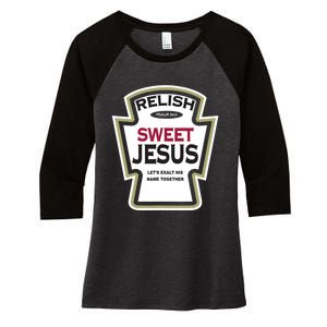 Relish Sweet Jesus Funny Christian Parody Women's Tri-Blend 3/4-Sleeve Raglan Shirt