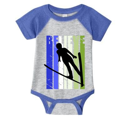 Retro Slalom Jump Jumping Ski Downhill Female Gift Infant Baby Jersey Bodysuit