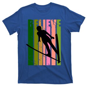 Retro Slalom Jump Jumping Ski Downhill Race Flying Fly High Gift T-Shirt