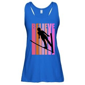 Retro Slalom Jump Jumping Ski Downhill Race Flying Fly High Gift Ladies Essential Flowy Tank