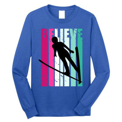 Retro Slalom Jump Jumping Ski Downhill Female Great Gift Long Sleeve Shirt