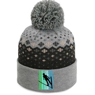 Retro Slalom Jump Jumping Ski Downhill Female Gift The Baniff Cuffed Pom Beanie