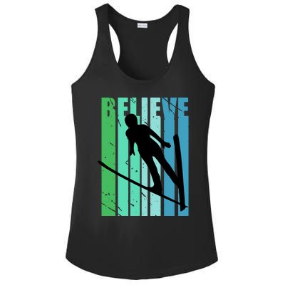 Retro Slalom Jump Jumping Ski Downhill Female Gift Ladies PosiCharge Competitor Racerback Tank