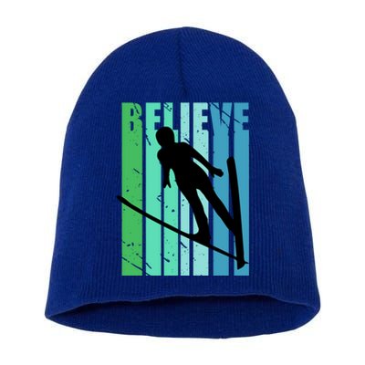 Retro Slalom Jump Jumping Ski Downhill Female Gift Short Acrylic Beanie