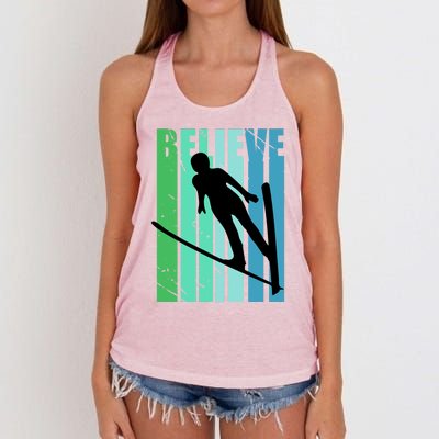 Retro Slalom Jump Jumping Ski Downhill Female Gift Women's Knotted Racerback Tank