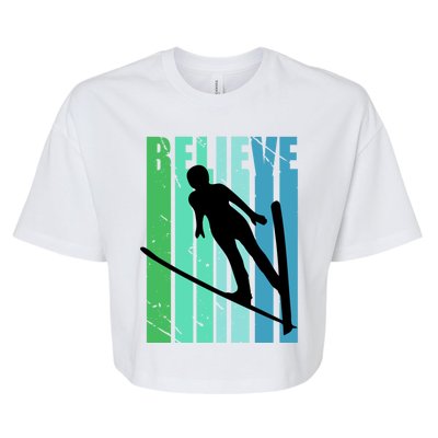 Retro Slalom Jump Jumping Ski Downhill Female Gift Bella+Canvas Jersey Crop Tee