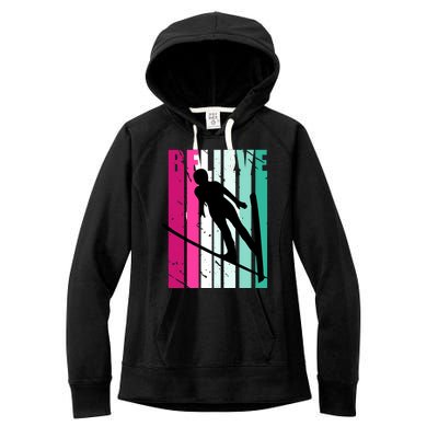 Retro Slalom Jump Jumping Ski Downhill Female Gift Women's Fleece Hoodie