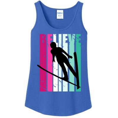 Retro Slalom Jump Jumping Ski Downhill Female Gift Ladies Essential Tank