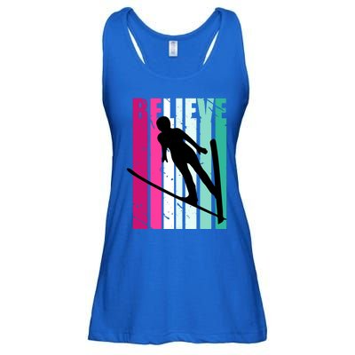 Retro Slalom Jump Jumping Ski Downhill Female Gift Ladies Essential Flowy Tank