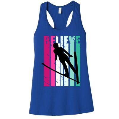 Retro Slalom Jump Jumping Ski Downhill Female Gift Women's Racerback Tank