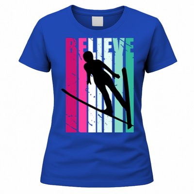 Retro Slalom Jump Jumping Ski Downhill Female Gift Women's T-Shirt