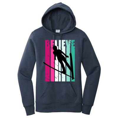 Retro Slalom Jump Jumping Ski Downhill Female Gift Women's Pullover Hoodie