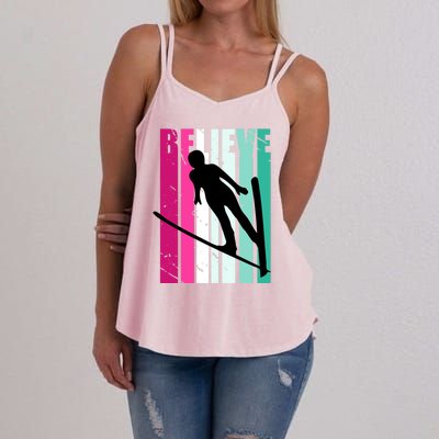 Retro Slalom Jump Jumping Ski Downhill Female Gift Women's Strappy Tank