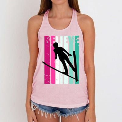 Retro Slalom Jump Jumping Ski Downhill Female Gift Women's Knotted Racerback Tank