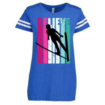 Retro Slalom Jump Jumping Ski Downhill Female Gift Enza Ladies Jersey Football T-Shirt