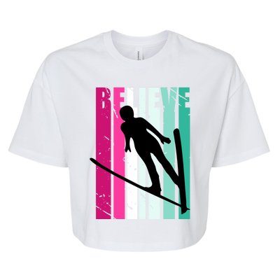 Retro Slalom Jump Jumping Ski Downhill Female Gift Bella+Canvas Jersey Crop Tee