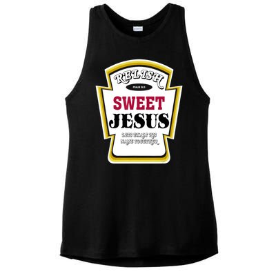 Relish Sweet Jesus Christian Parody Ladies PosiCharge Tri-Blend Wicking Tank