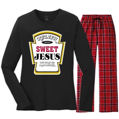 Relish Sweet Jesus Christian Parody Women's Long Sleeve Flannel Pajama Set 