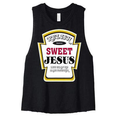 Relish Sweet Jesus Christian Parody Women's Racerback Cropped Tank