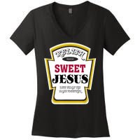 Relish Sweet Jesus Christian Parody Women's V-Neck T-Shirt