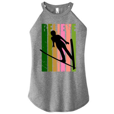 Retro Ski Jumping Jump Female Skier Skiing Cool Meaningful Gift Women’s Perfect Tri Rocker Tank