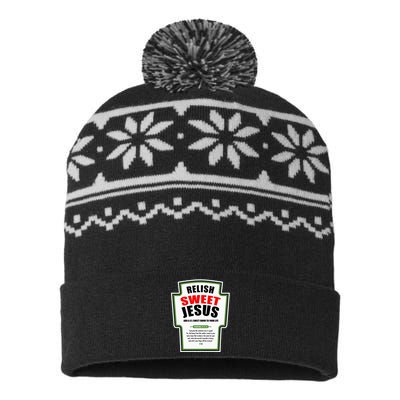 Relish Sweet Jesus Funny Christian Condiments for Christ USA-Made Snowflake Beanie