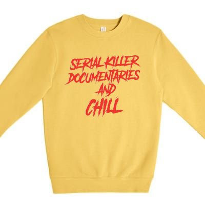 Retro Serial Killer Documentaries & Chill Halloween Premium Crewneck Sweatshirt