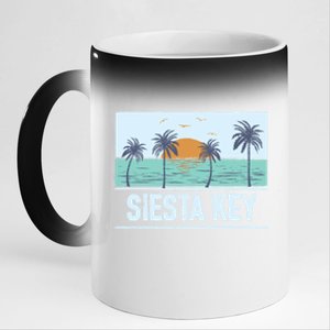 Retro Siesta Key Florida Tropical Sunset Beach Vacation Meaningful Gift 11oz Black Color Changing Mug