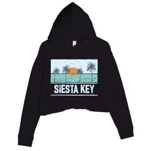 Retro Siesta Key Florida Tropical Sunset Beach Vacation Meaningful Gift Crop Fleece Hoodie